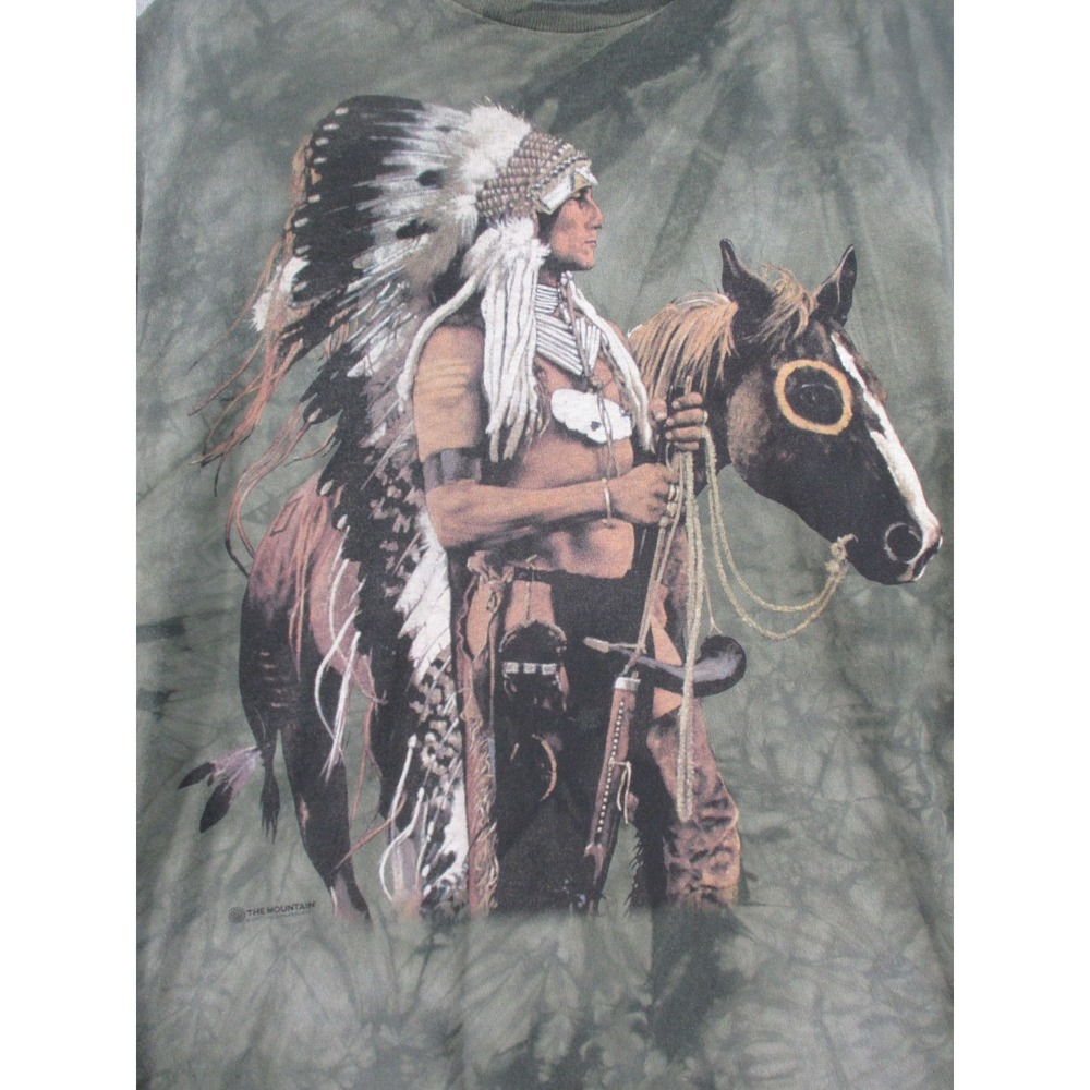 The Mountain Native American‎ Warrior Chief Horse Tie Dye Graphic T-Shirt Mens L - Picture 2 of 8